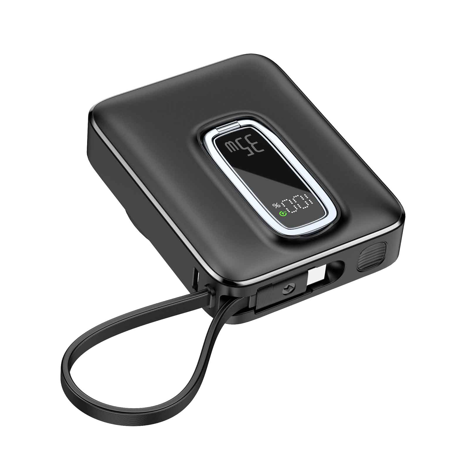 10000mAh Wireless Charging Power Bank with Foldable Metal Stand, Built-in Cable, LED Display, 15W Wireless, USB-C & USB-A Output