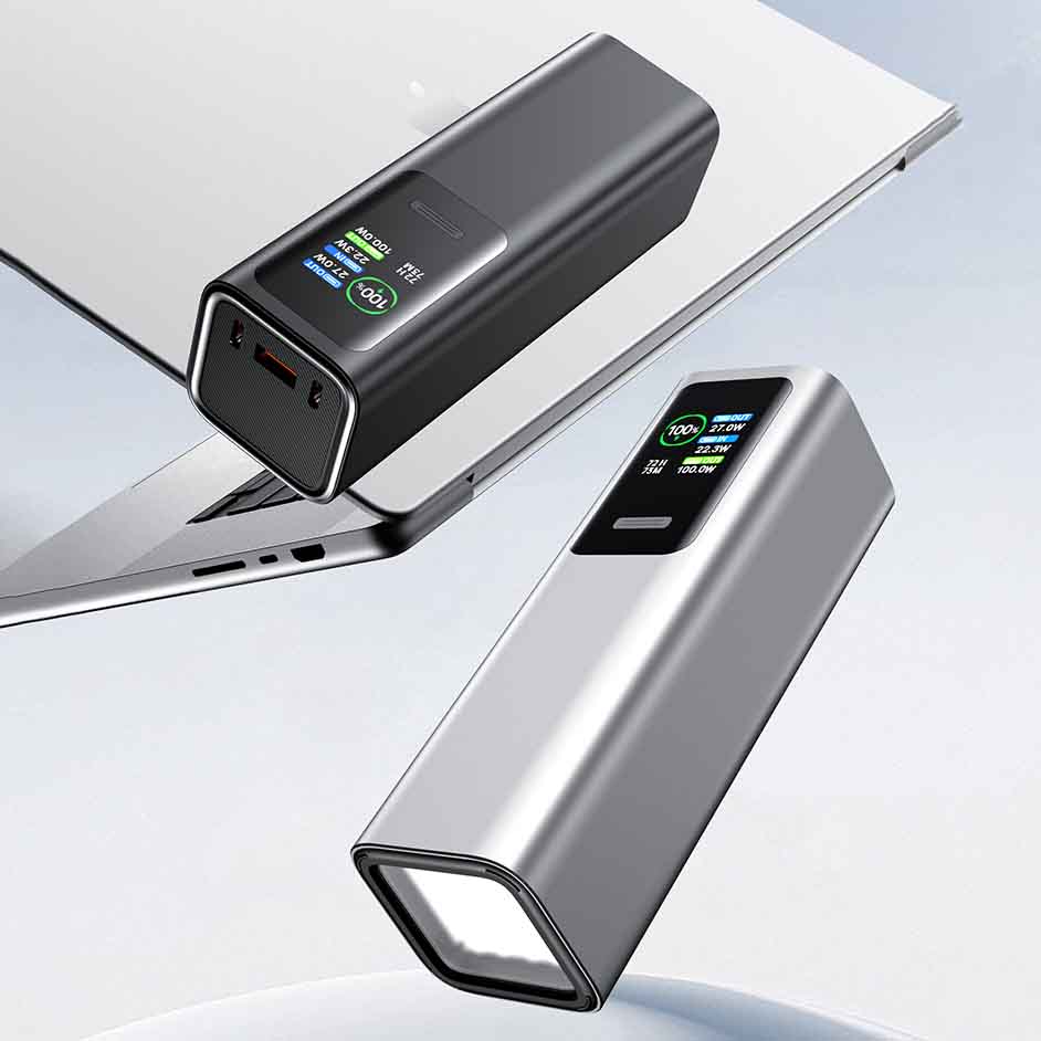 30000mAh 160W Aluminum Power Bank with TFT Color Display