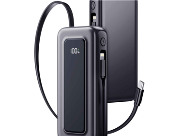 Portable 10000mAh Power Bank with 35W PD Fast Charge – Built-in Dual Cables, 70cm Retractable Line, Digital Display
