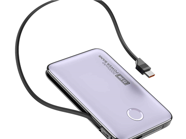 Ultra-Thin 5000mAh Power Bank with Hidden Cable, 22.5W PD + 15W Wireless Fast Charging, Overheat-Proof Pocket Charger